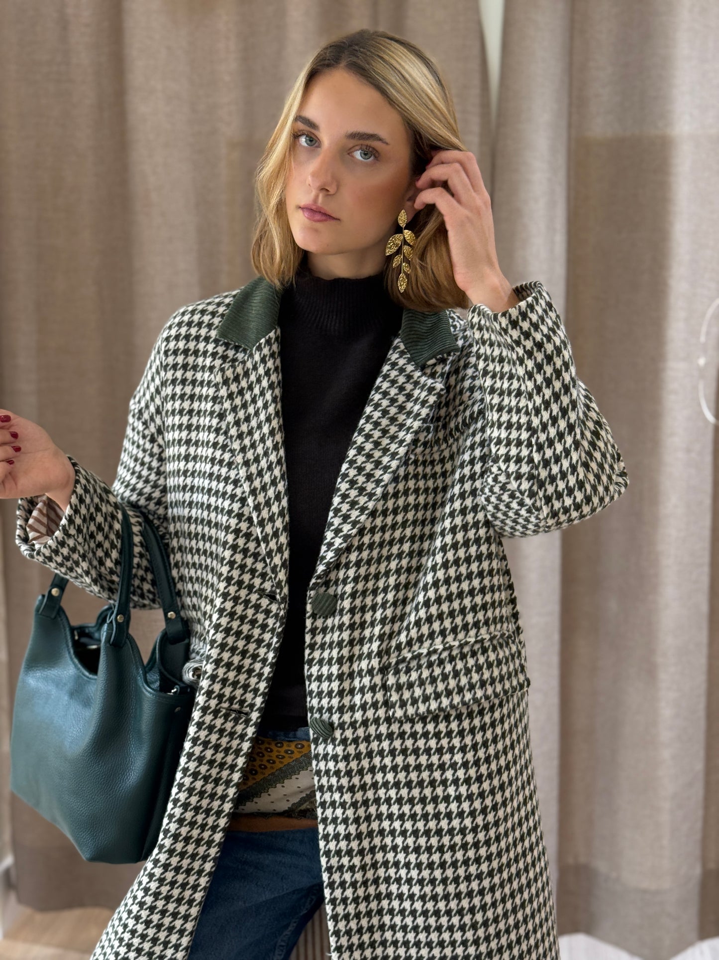 Abrigo Pata de Gallo Verde