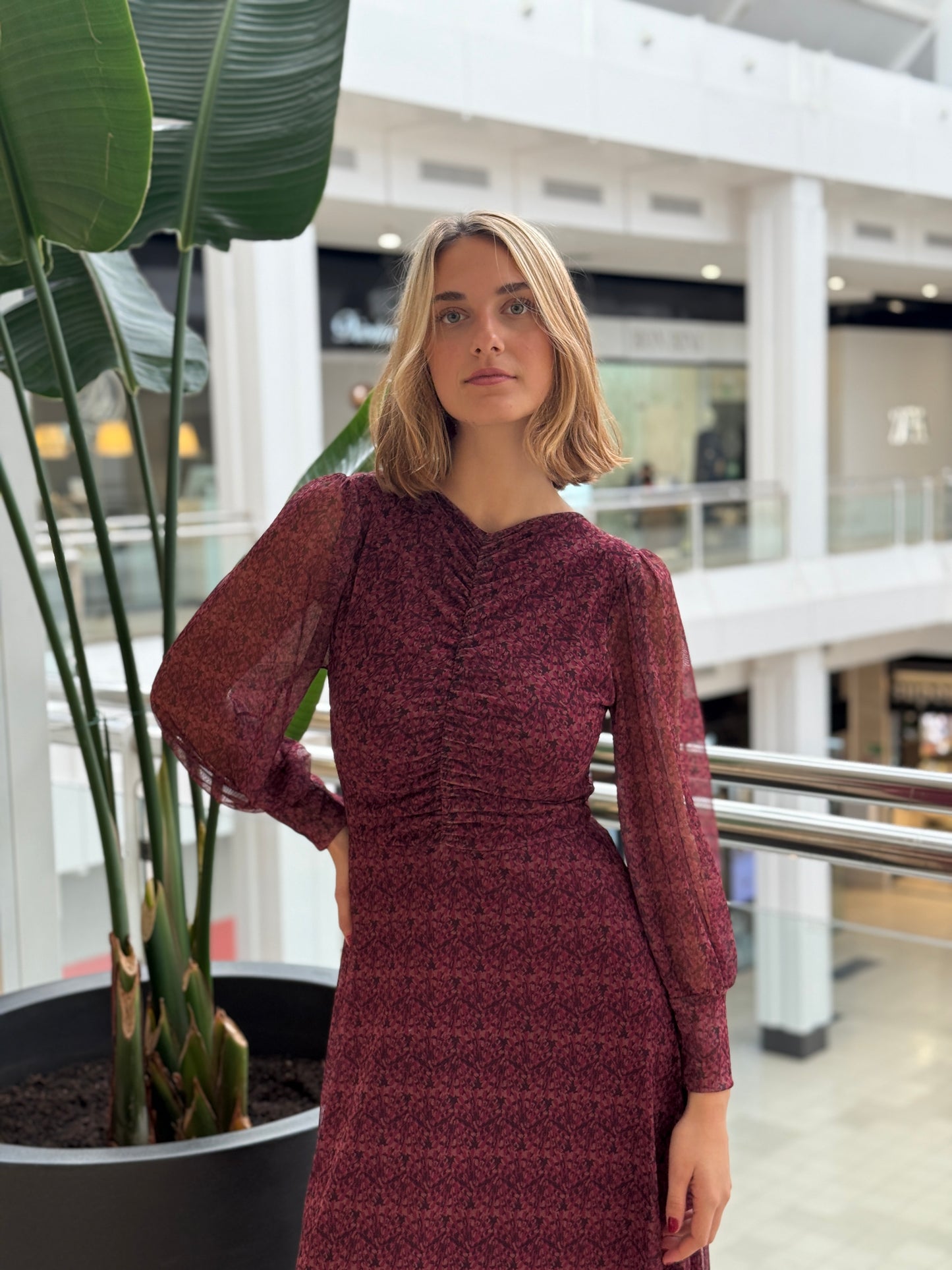 Vestido Drapeado Vino