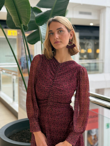 Vestido Drapeado Vino