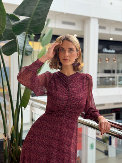 Vestido Drapeado Vino