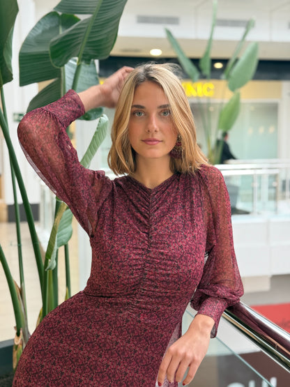 Vestido Drapeado Vino