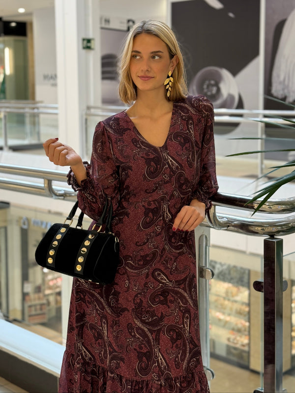 Vestido Estampado Vino