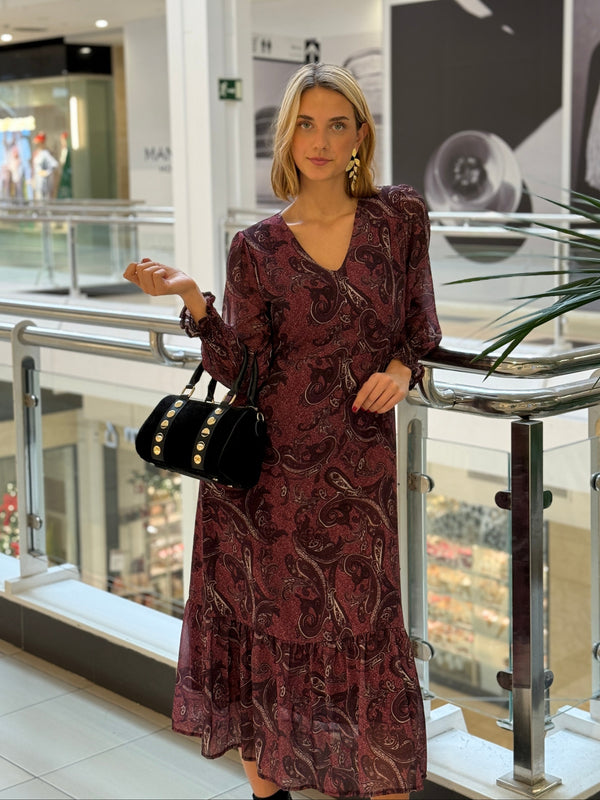 Vestido Estampado Vino