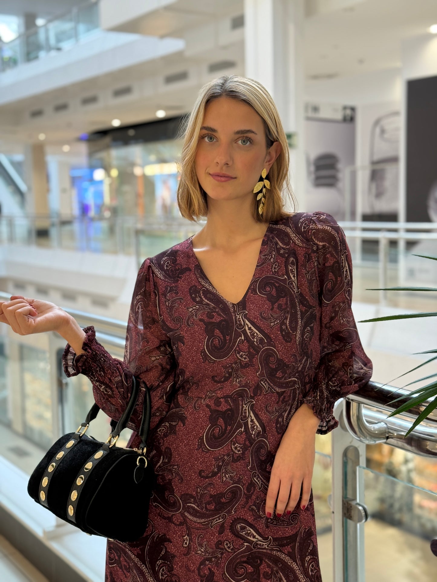 Vestido Estampado Vino