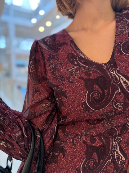 Vestido Estampado Vino