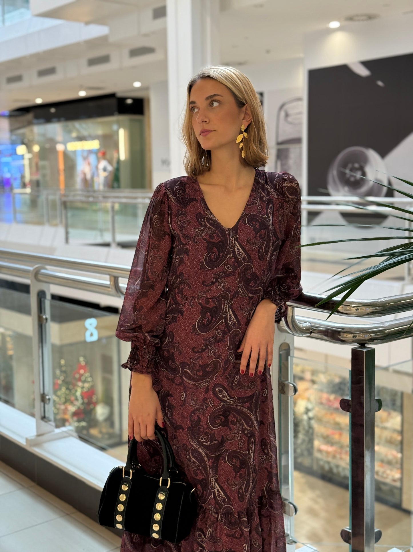 Vestido Estampado Vino