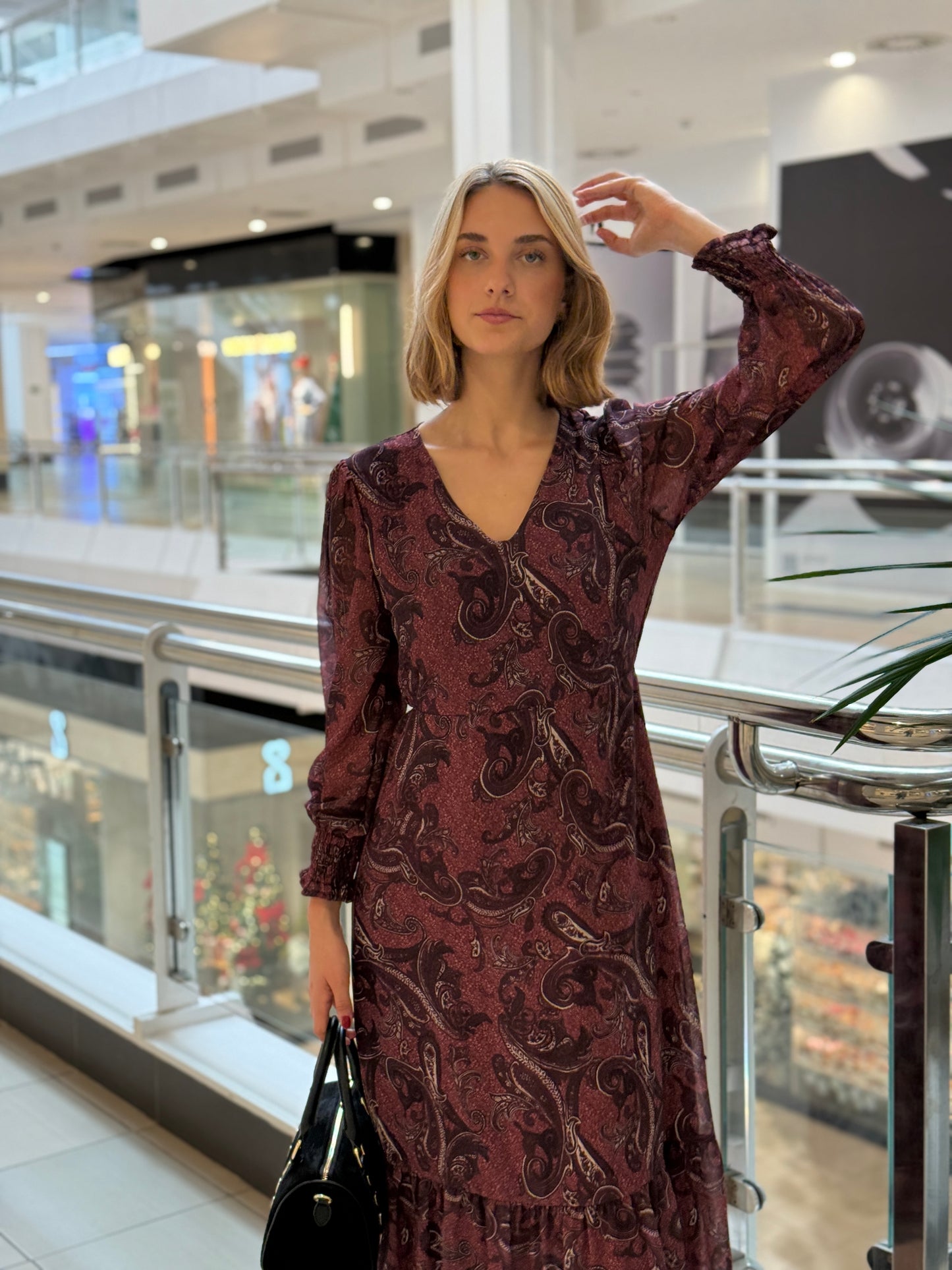 Vestido Estampado Vino