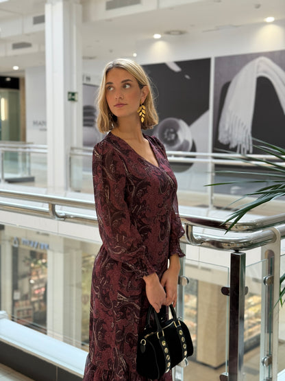 Vestido Estampado Vino
