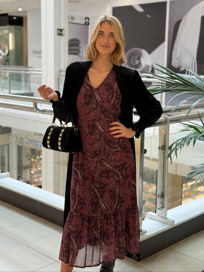 Vestido Estampado Vino