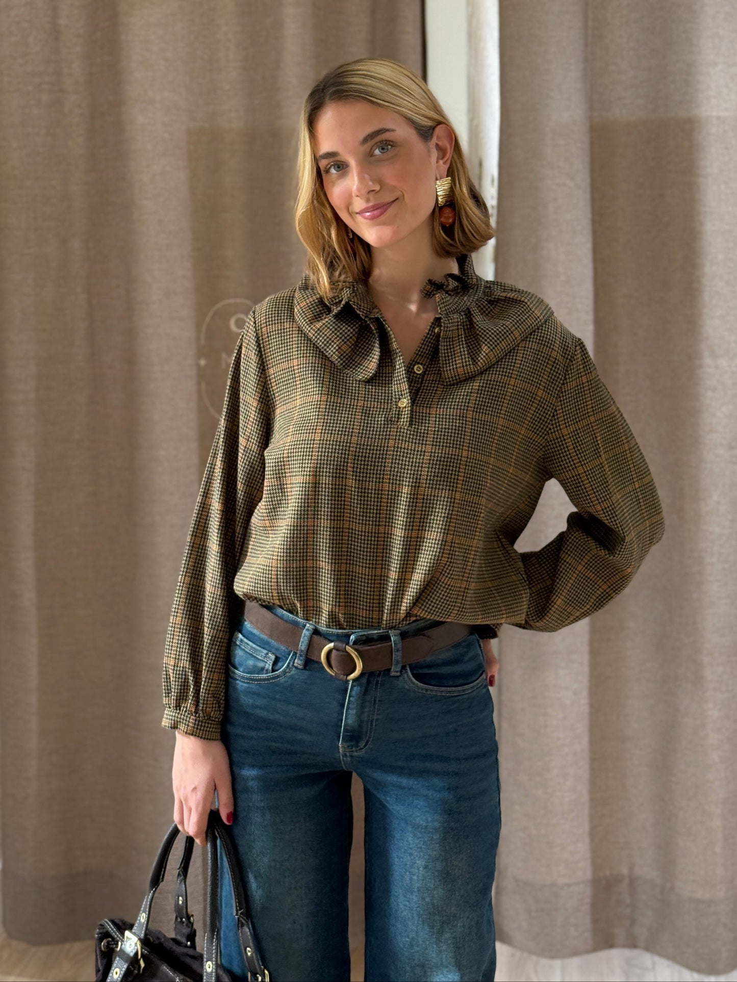 Camisa Cuello Escocesa Amarillo