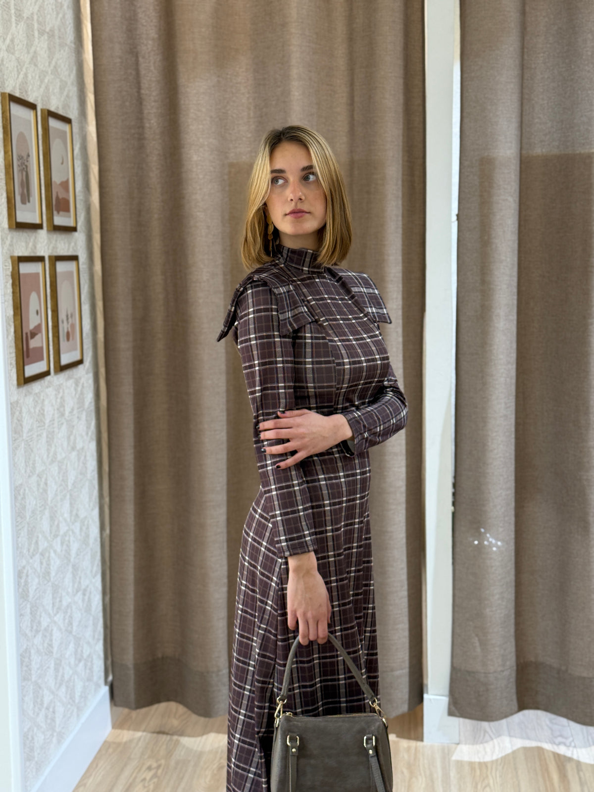 Vestido Petra Cuadros Marrón