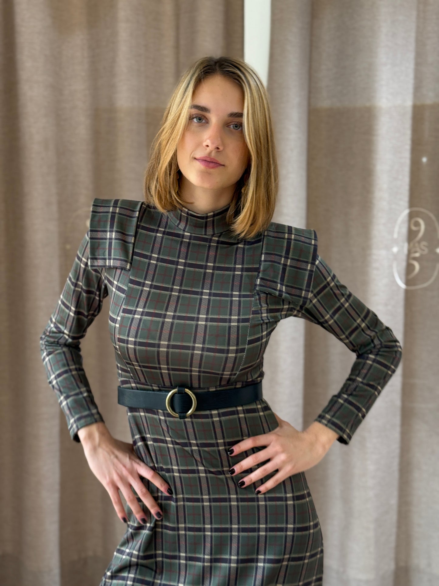 Vestido Petra Cuadros Verde