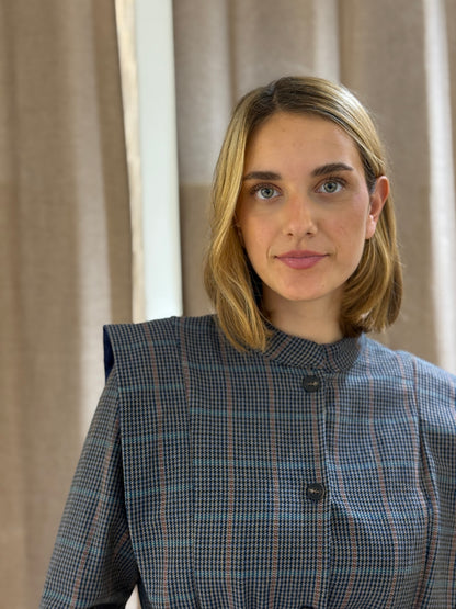 Chaqueta Hombreras Cuadros Azul