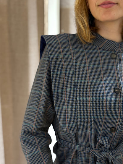 Chaqueta Hombreras Cuadros Azul