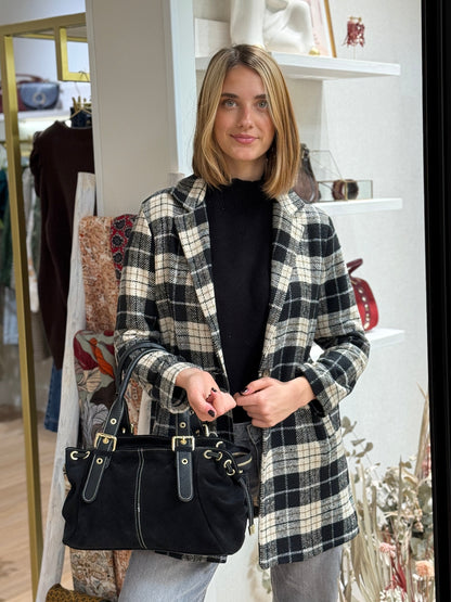 Abrigo Cuadros Negro