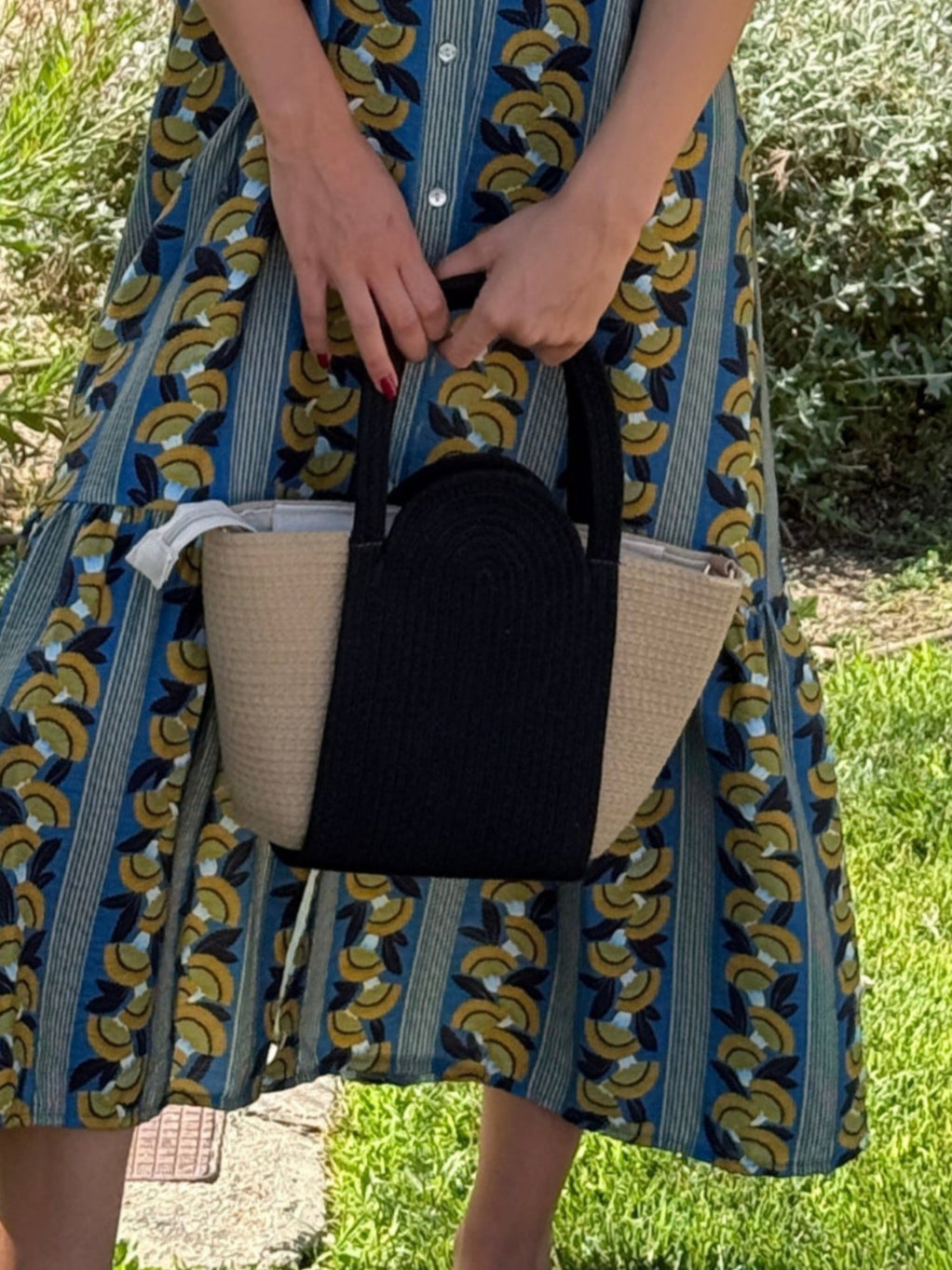 Bolso Summer Rafia Bicolor Negro