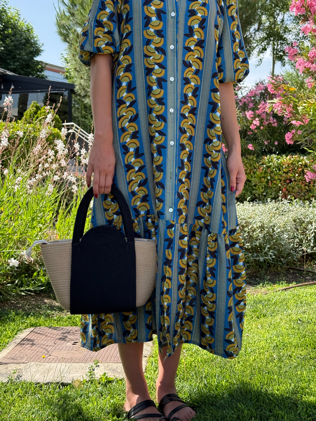 Bolso Summer Rafia Bicolor Negro