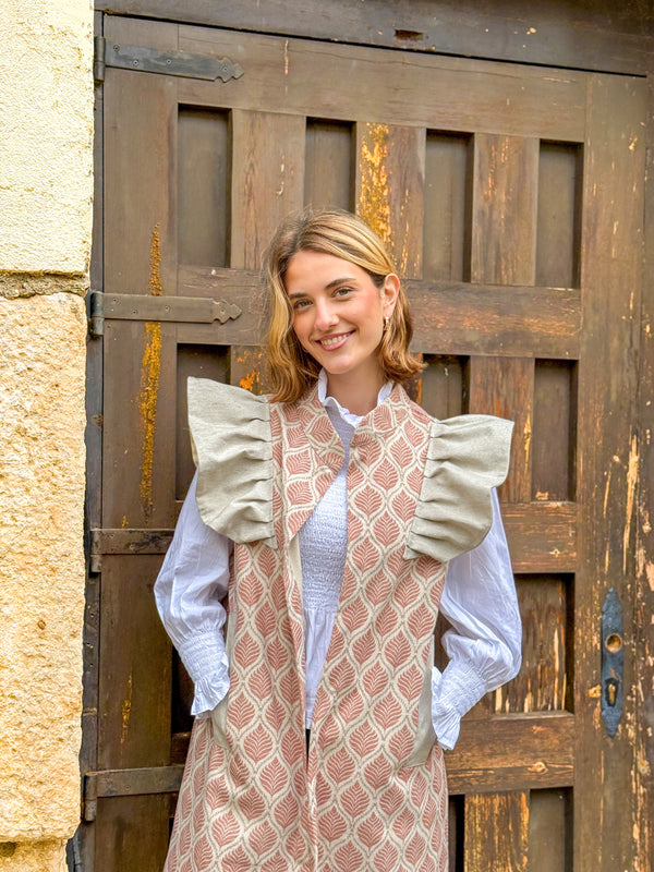 Chaleco 9MÁS5 Rosa y Beige