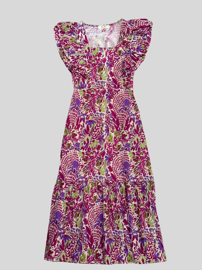 Foto frontal vestido bora bora flores morado